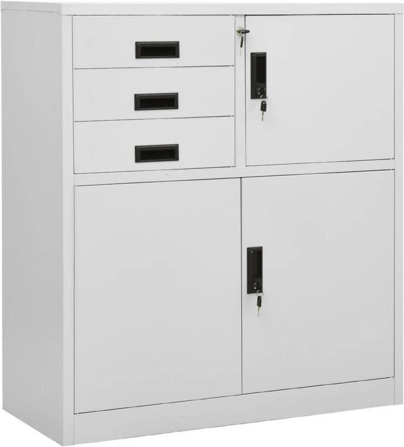 VidaXL Kantoorkast 90x40x102 cm staal lichtgrijs