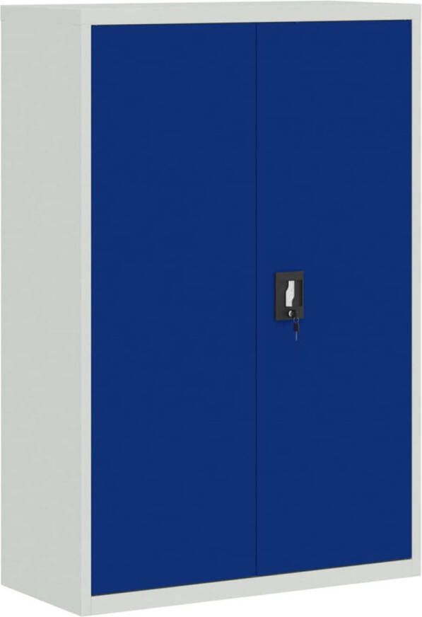 VidaXL -Kantoorkast-90x40x140-cm-metaal-grijs-en-blauw