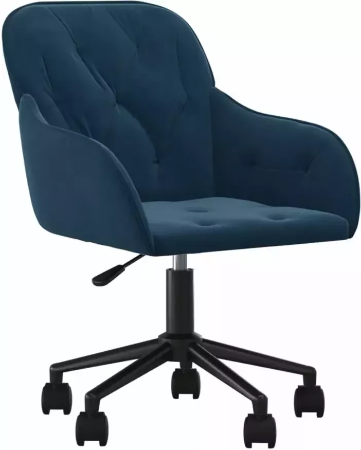 VidaXL Kantoorstoel draaibaar fluweel blauw