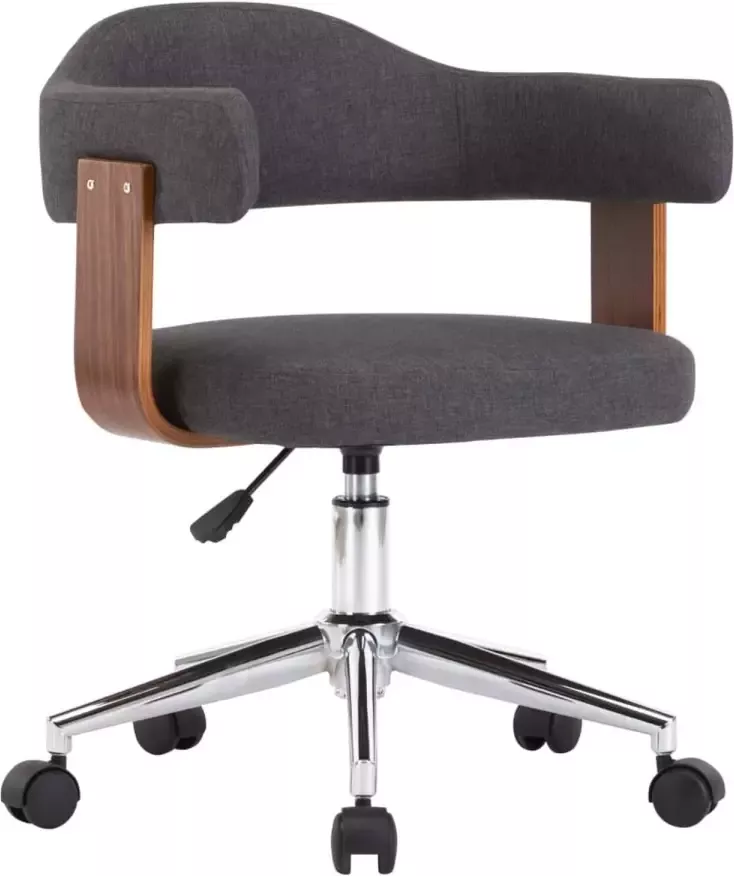 VidaXL -Kantoorstoel-draaibaar-gebogen-hout-en-stof-grijs