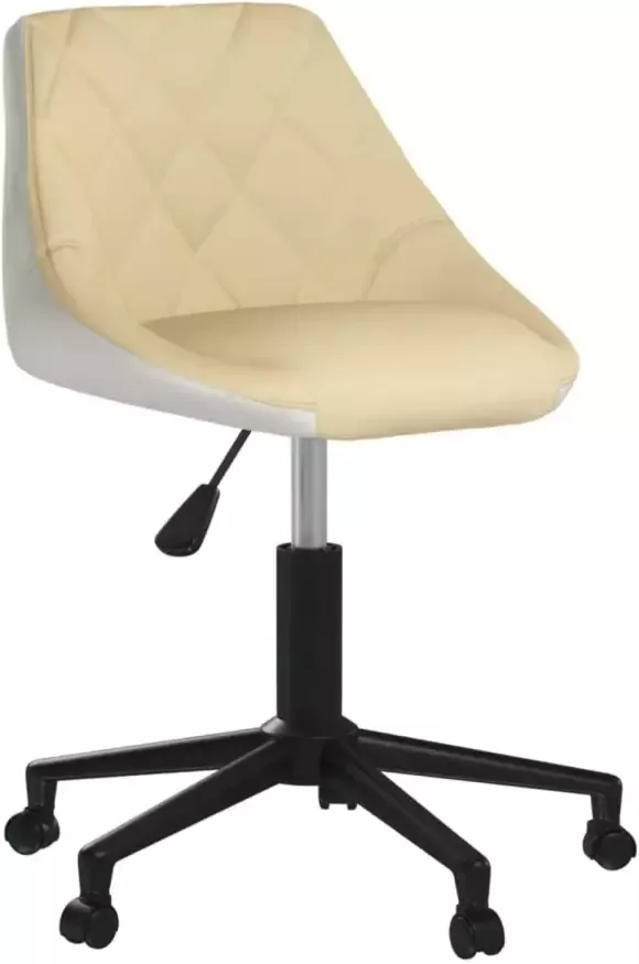 Prolenta Premium vidaXL Kantoorstoel draaibaar kunstleer crèmekleurig en wit