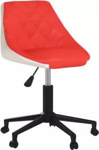 Prolenta Premium vidaXL Kantoorstoel draaibaar kunstleer rood en wit