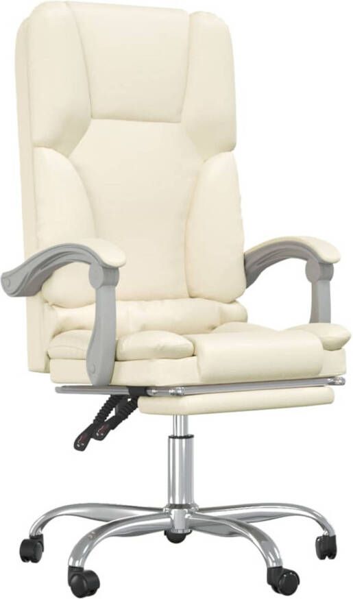 VidaXL Kantoorstoel massage verstelbaar kunstleer crèmekleurig