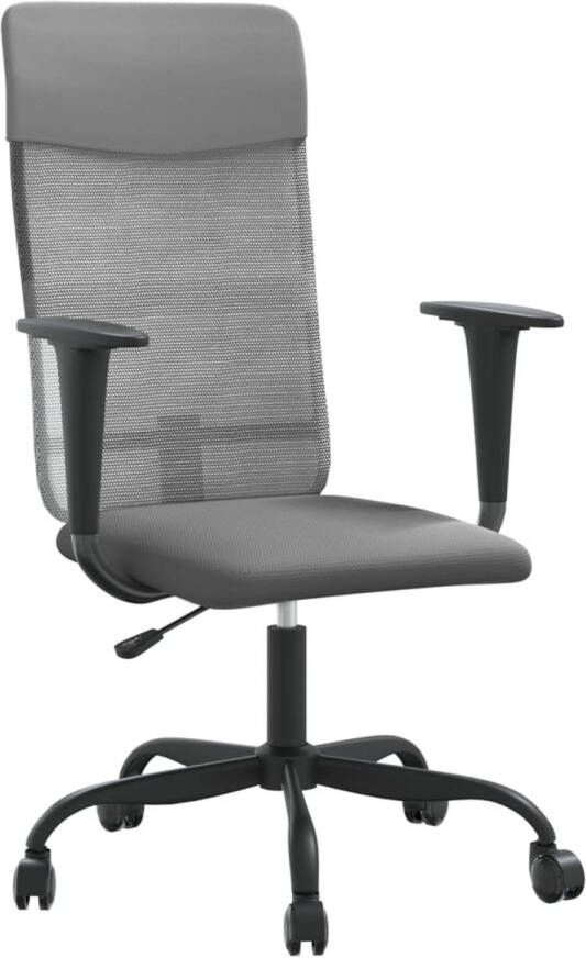 VidaXL -Kantoorstoel-verstelbare-hoogte-mesh-en-kunstleer-grijs