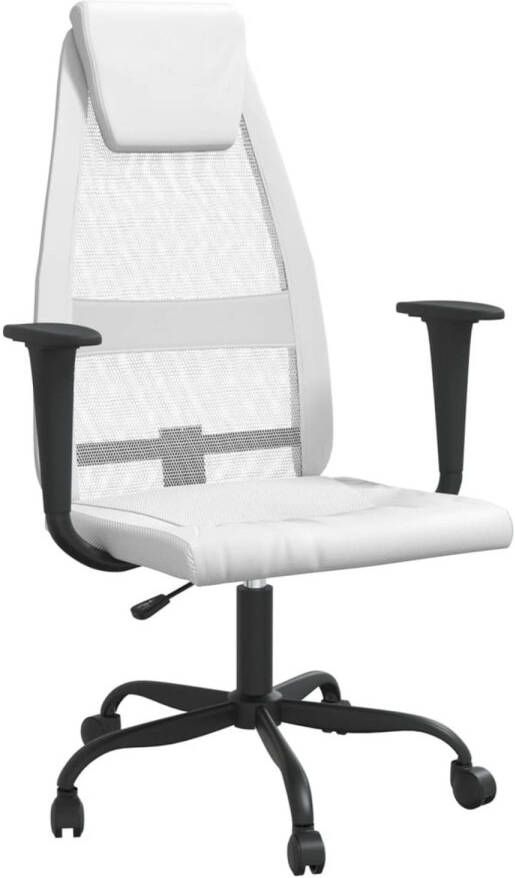 VidaXL -Kantoorstoel-verstelbare-hoogte-mesh-en-kunstleer-wit