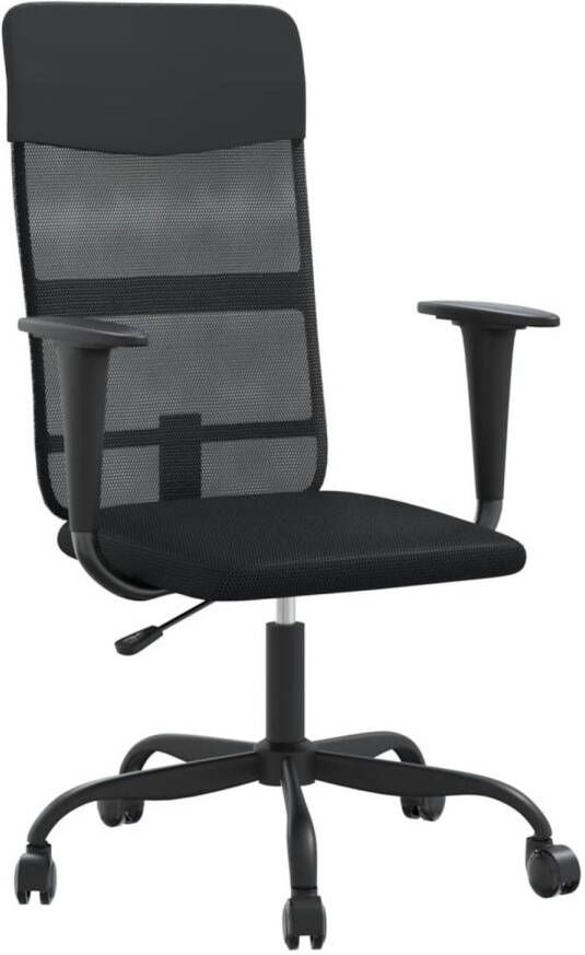 VidaXL -Kantoorstoel-verstelbare-hoogte-mesh-en-kunstleer-zwart