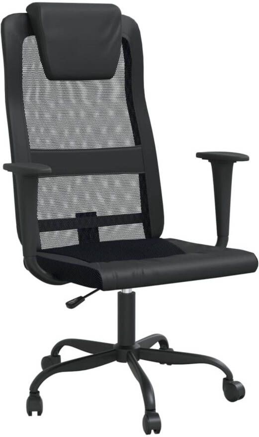 VidaXL -Kantoorstoel-verstelbare-hoogte-mesh-en-kunstleer-zwart