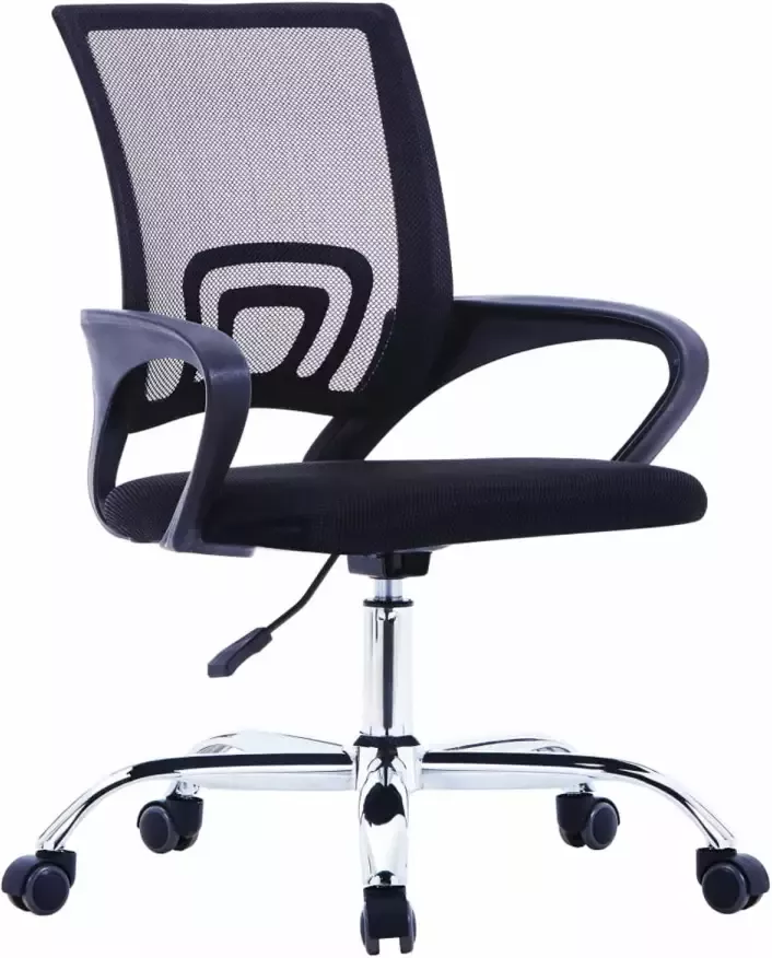 Prolenta Premium vidaXL Kantoorstoel met mesh rugleuning stof zwart