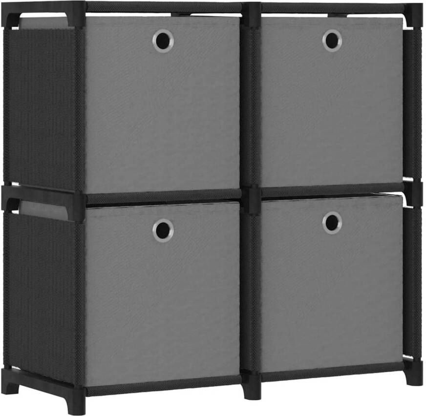 VidaXL -Kast-met-4-vakken-met-boxen-69x30x72 5-cm-stof-zwart