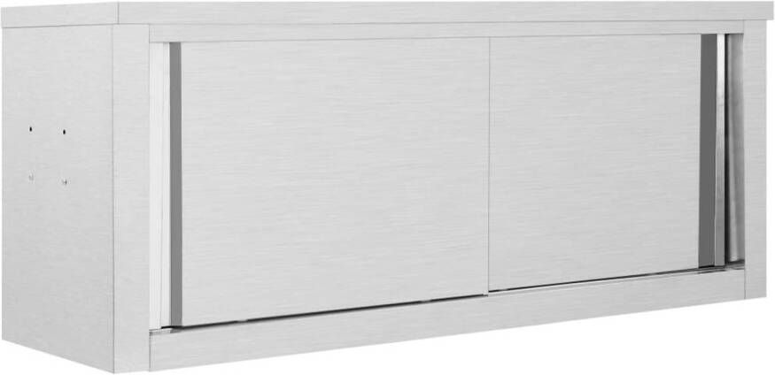 VidaXL Kitchen Wall Cabinet with Sliding Doors 47.2x15.7x19.7 Stainless Steel