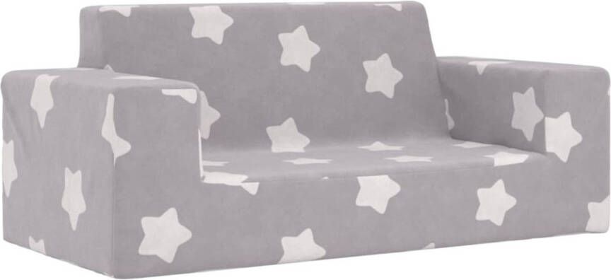 VidaXL Kinderbank 2-zits met sterren zacht pluche lichtgrijs