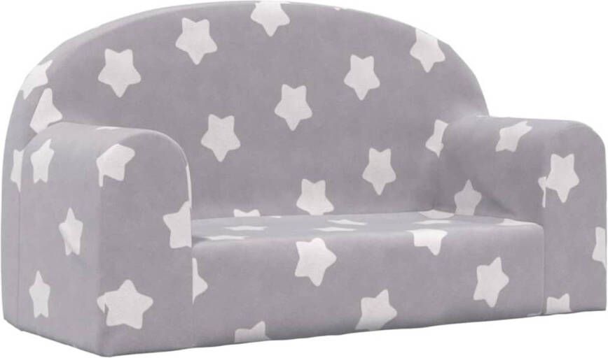 VidaXL Kinderbank 2-zits met sterren zacht pluche lichtgrijs
