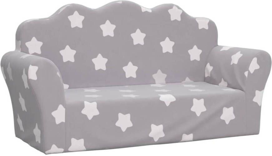 VidaXL Kinderbank 2-zits met sterren zacht pluche lichtgrijs