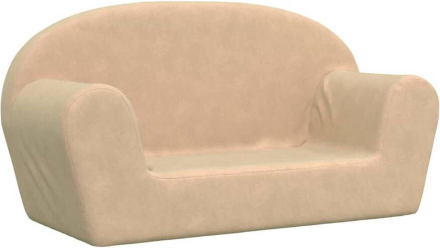 VidaXL Kinderbank 2-zits zacht pluche crèmekleurig