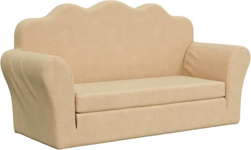 VIDAXL Kinderslaapbank 2-zits zacht pluche crèmekleurig