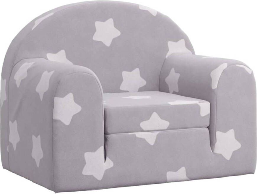 VIDAXL Kinderslaapbank met sterren zacht pluche lichtgrijs