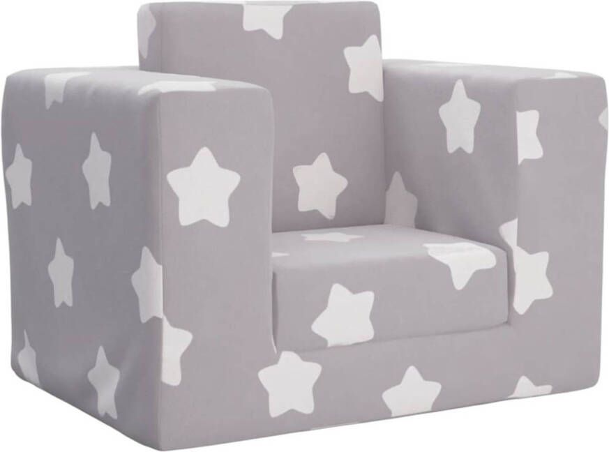 VIDAXL Kinderslaapbank met sterren zacht pluche lichtgrijs