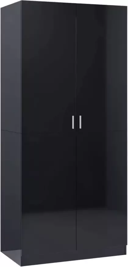 VidaXL Kledingkast 80x52x180 cm spaanplaat hoogglans zwart