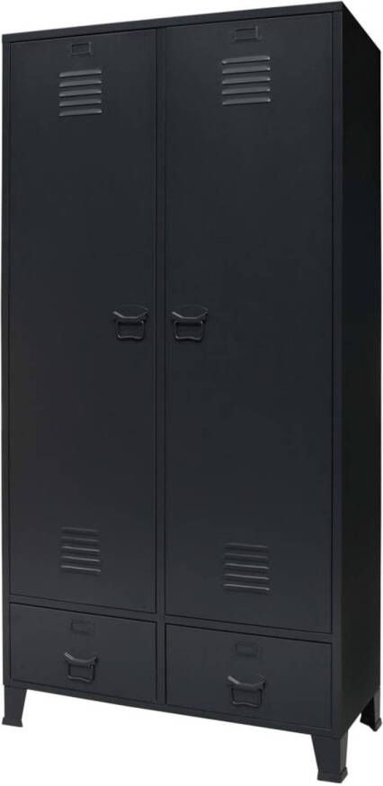 VidaXL -Kledingkast-industriële-stijl-90x40x180-cm-metaal-zwart