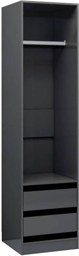 VidaXL -Kledingkast-met-lades-50x50x200-cm-bewerkt-hout-hoogglans-grijs