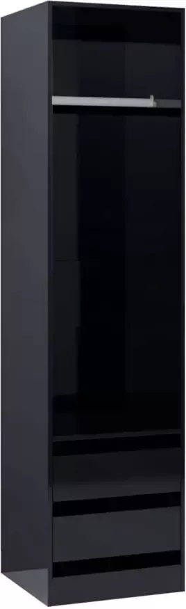 VidaXL Kledingkast met lades 50x50x200 cm bewerkt hout hoogglans zwart