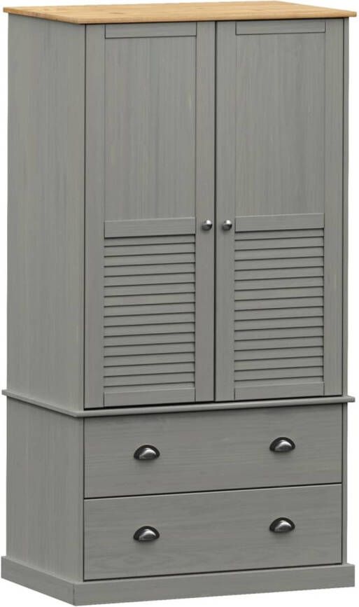 VidaXL -Kledingkast-VIGO-90x55x176-cm-massief-grenenhout-grijs