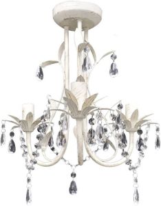 VidaXL Kristallen kroonluchter met wit elegant design (3 lampen)