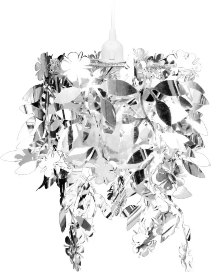VidaXL Kroonluchter met pailletten in de vorm van blaadjes 21 5x30 cm zilver - Foto 1