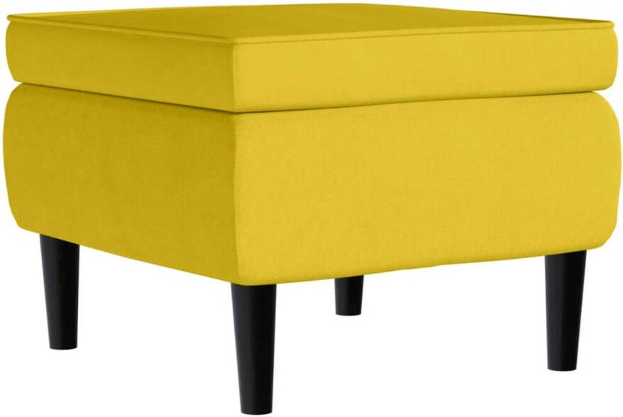 VidaXL -Kruk-met-houten-poten-fluweel-geel