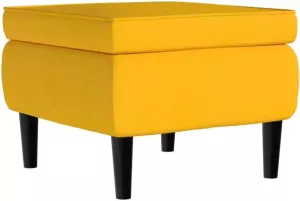 VidaXL -Kruk-met-houten-poten-fluweel-geel