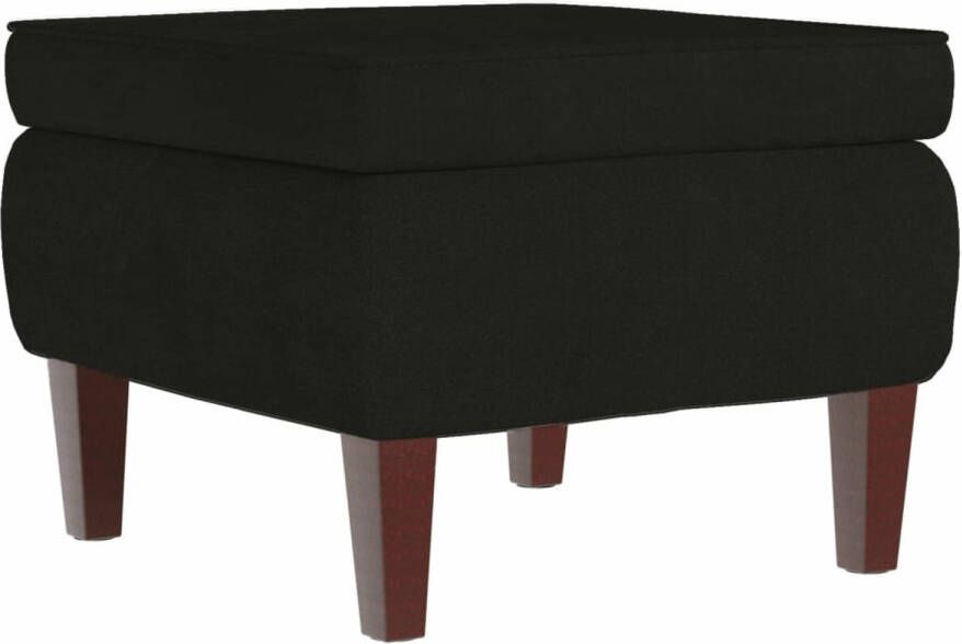 VidaXL -Kruk-met-houten-poten-fluweel-zwart