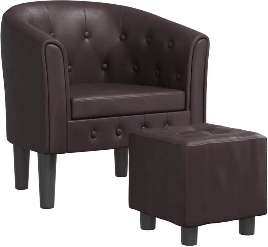 VidaXL Kuipstoel met voetenbankje kunstleer bruin