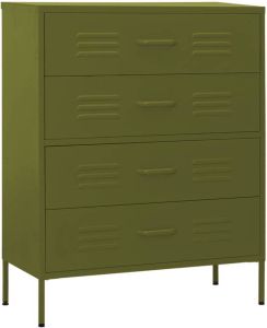 VidaXL Ladekast 80x35x101 5 cm staal olijfgroen