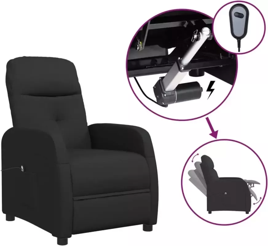 VIDAXL Fauteuil verstelbaar elektrisch stof zwart - Foto 1