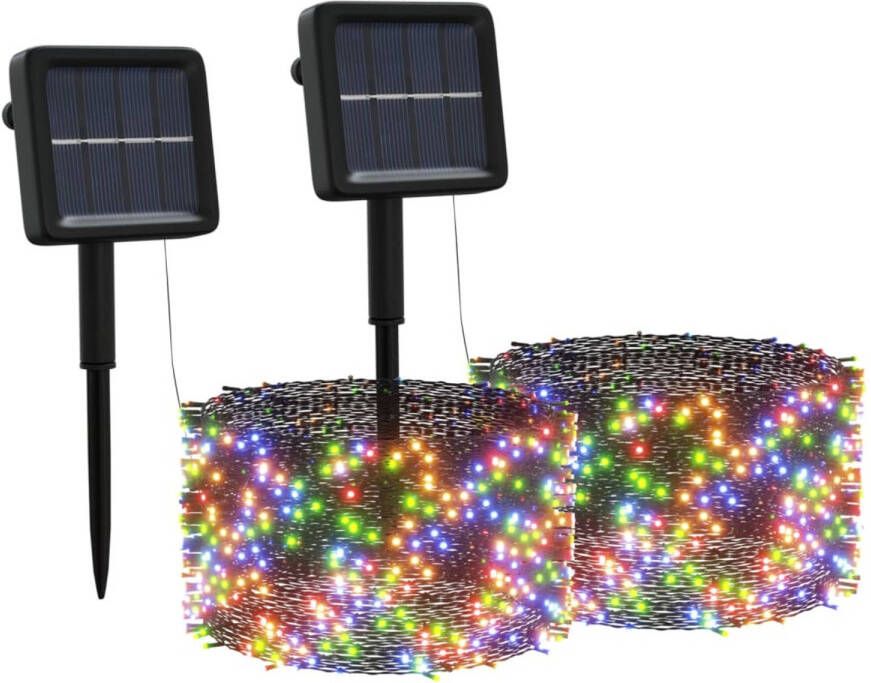 VidaXL Lichtsnoeren 2 st 2x200 LED&apos;s solar binnen buiten meerkleurig - Foto 1