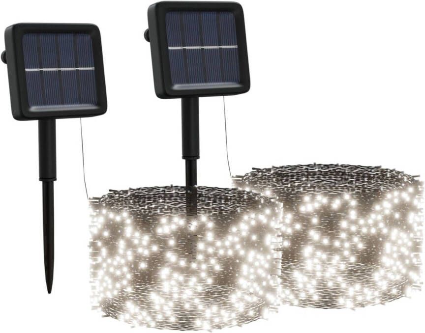VidaXL Lichtsnoeren 2 st met 2x200 LED&apos;s solar binnen buiten koudwit - Foto 1