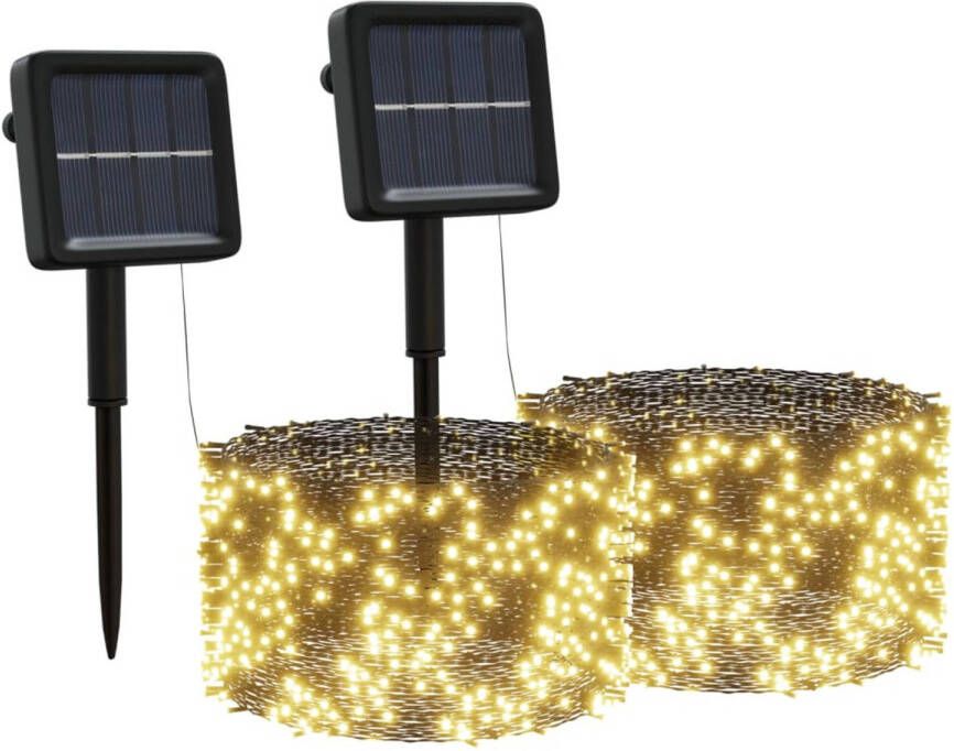 VidaXL Lichtsnoeren 2 st met 2x200 LED&apos;s solar binnen buiten warmwit