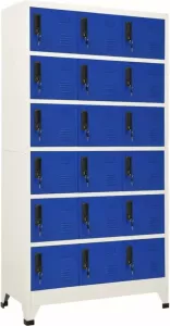 VidaXL -Lockerkast-90x40x180-cm-staal-grijs-en-blauw