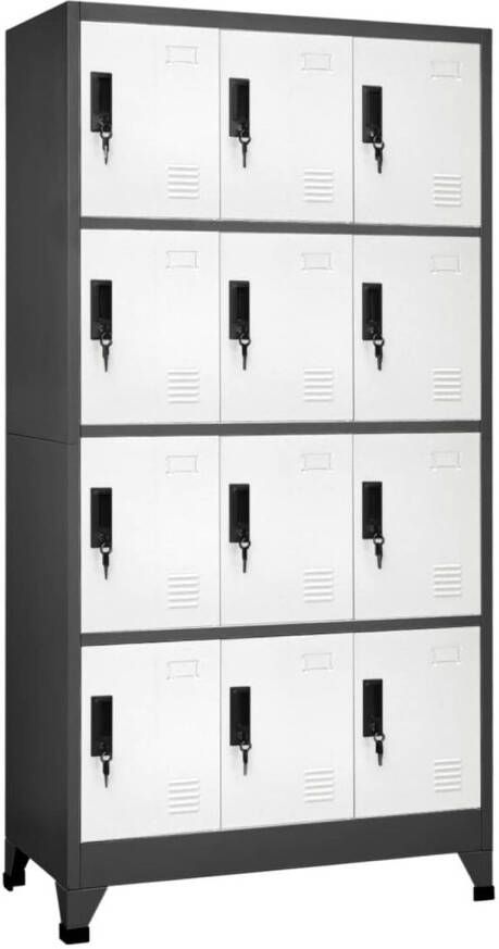 VidaXL -Lockerkast-90x45x180-cm-staal-antracietkleurig-en-wit