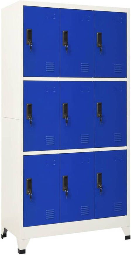 VidaXL -Lockerkast-90x45x180-cm-staal-grijs-en-blauw