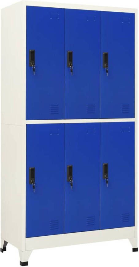 VidaXL -Lockerkast-90x45x180-cm-staal-grijs-en-blauw