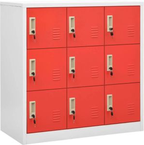 VidaXL -Lockerkast-90x45x92 5-cm-staal-lichtgrijs-en-rood
