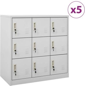 VidaXL -Lockerkasten-5-st-90x45x92 5-cm-staal-lichtgrijs