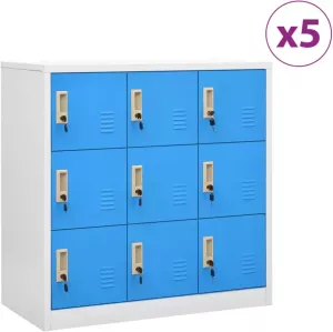 VidaXL -Lockerkasten-5-st-90x45x92 5-cm-staal-lichtgrijs-en-blauw