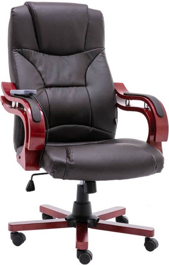 VidaXL -Massagekantoorstoel-echt-leer-bruin