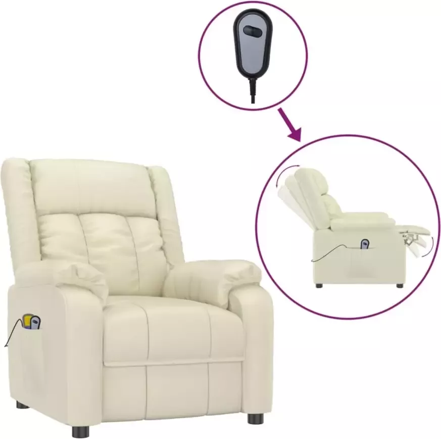 VIDAXL Massagestoel elektrisch kunstleer crèmekleurig - Foto 1