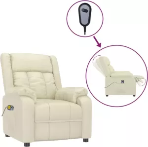 VidaXL Massagestoel Elektrisch Kunstleer Crèmekleurig
