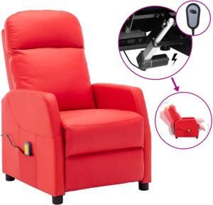 VidaXL Massagestoel verstelbaar elektrisch kunstleer rood