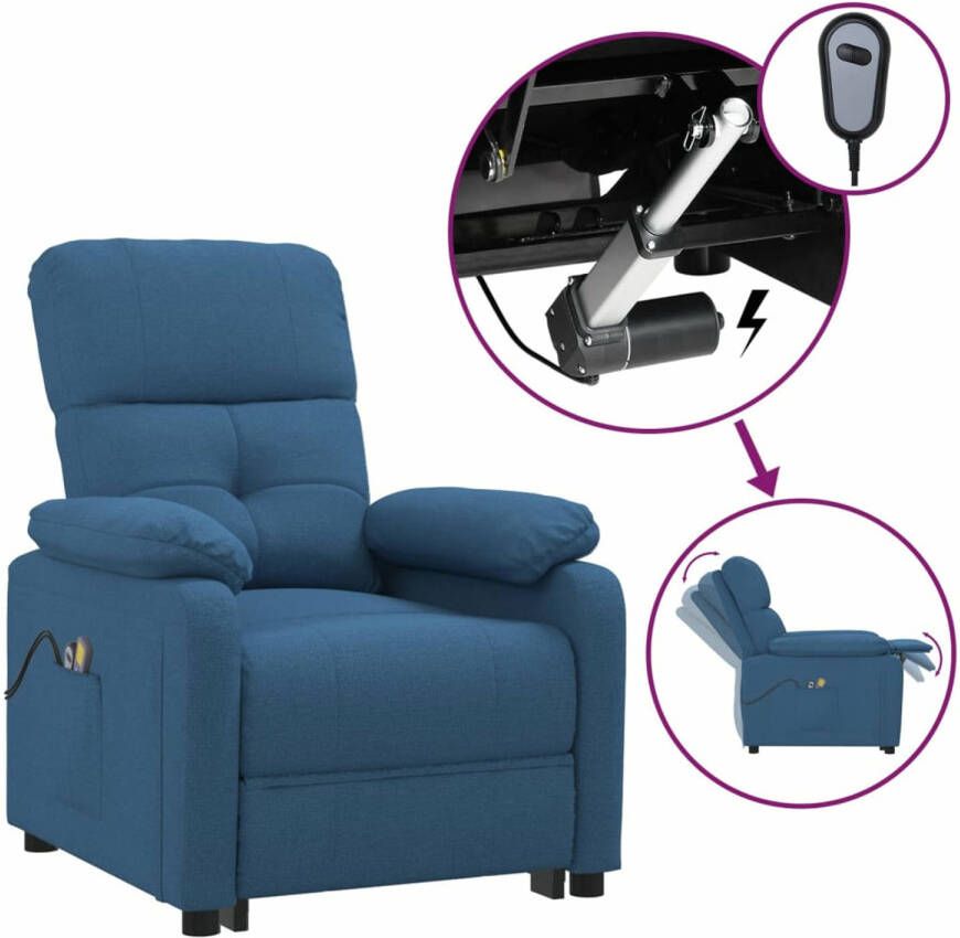 VidaXL -Massagestoel-elektrisch-stof-blauw - Foto 1