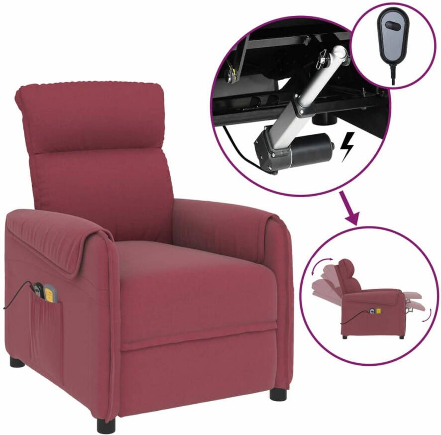 VidaXL -Massagestoel-elektrisch-stof-wijnrood